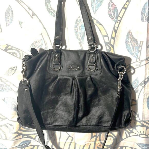 Coach Black Leather Ashley Satchel - GUC